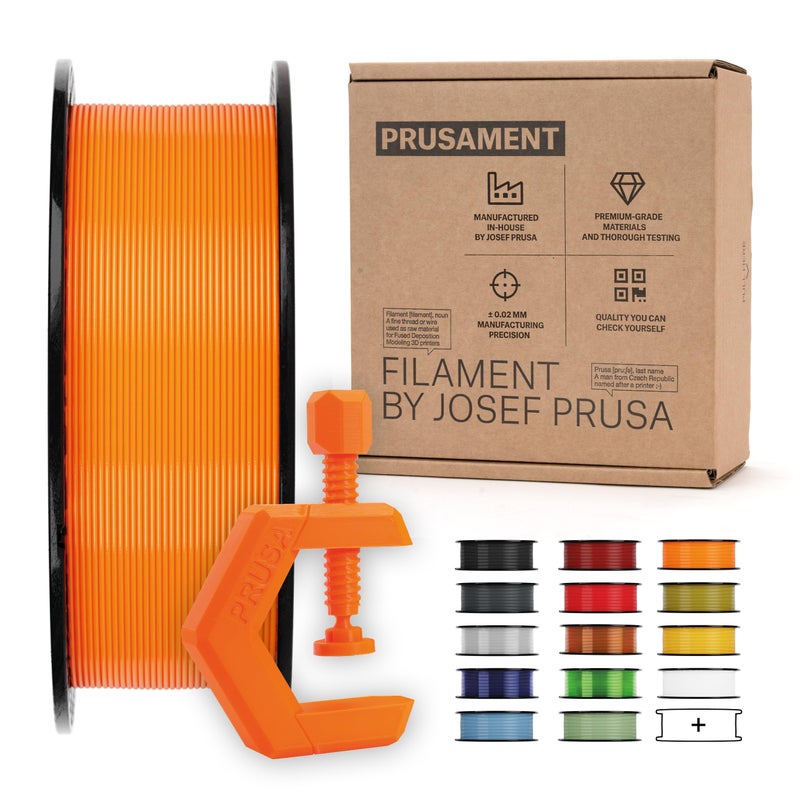 Prusament Prusa Orange, PETG Filament 1.75mm 1kg Spool (2.2 lbs), Diameter Tolerance +/- 0.02mm